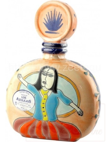 Los Azulejos Tequila Anejo Handmade Picasso Bottle #4