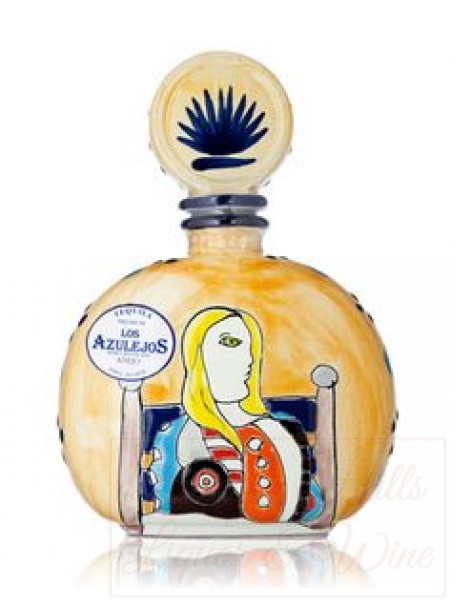 Los Azulejos Tequila Anejo Handmade Picasso Bottle #5