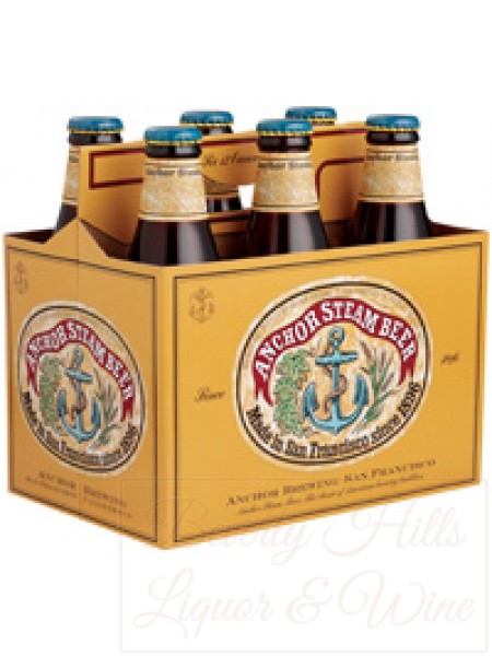 Anchor Steam Beer cold sixpack bottles