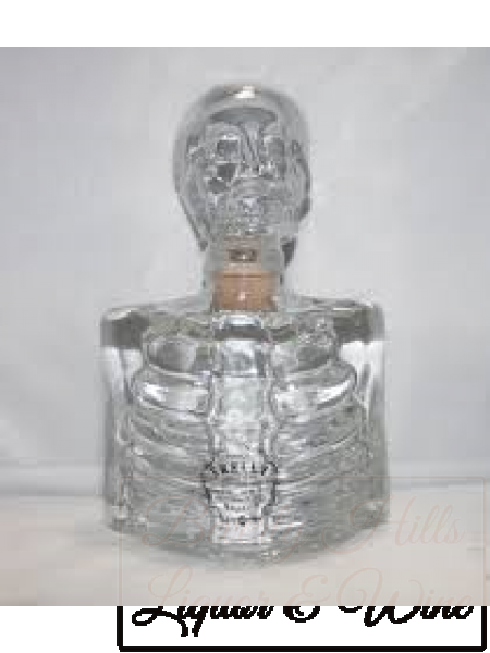 Skelly Blanco Tequila Clear Glass Collectible with Shotglass Head