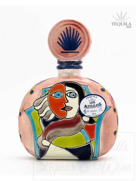 Los Azulejos Tequila Anejo Handmade Picasso Bottle #7
